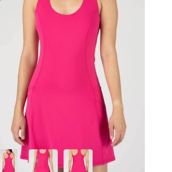 90 Degree By Reflex Pants - 90 Degree by Reflex Pink Peacock Nude Tech Tennis Dress L